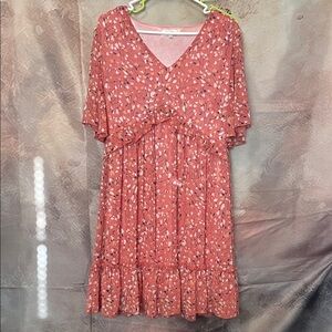 Chic Pink Floral Midi Dress